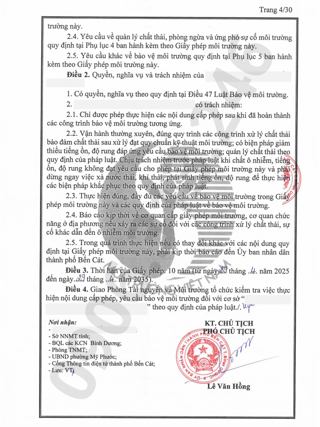 Hoàn thành giấy phép môi trường cho công thực phẩm tại Bến Cát Bình Dương