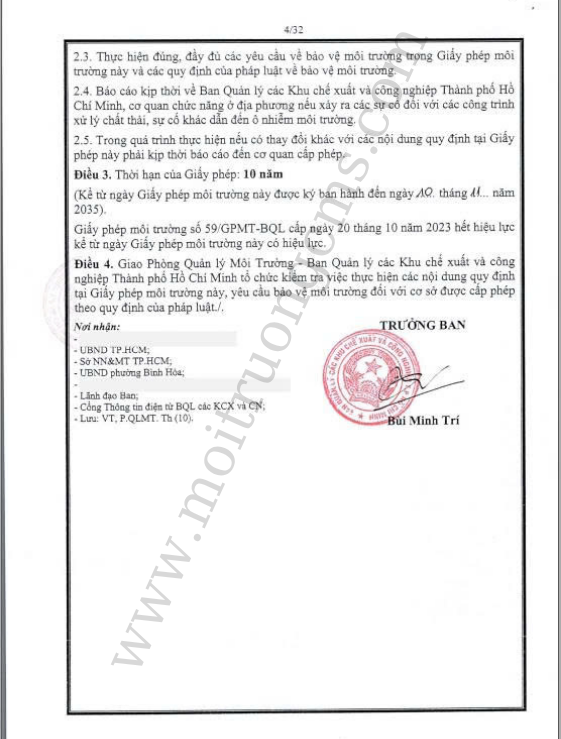 Hoàn thành giấy phép môi trường cho Công Ty TNHH Huhtamaki (Việt Nam)