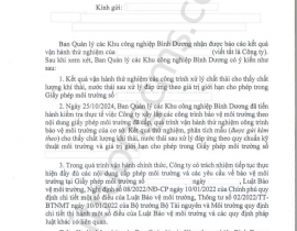 Kết quả hoàn thành vận hành thử nghiệm công trình xử lý chất thải công ty sản xuất sơn